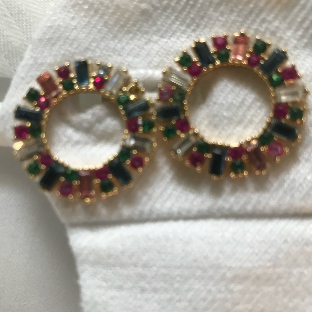 J. Crew Vibrant Crystal Circle Earrings - Picture 2 of 2